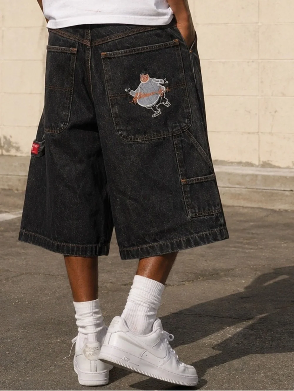 PLATINUM FUBU Denim Carpenter Shorts Made in USA fat Albert Logo Y2K 32